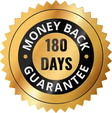 Neuro Serge 180-day money-back guarantee badge, trusted and reliable cognitive support product